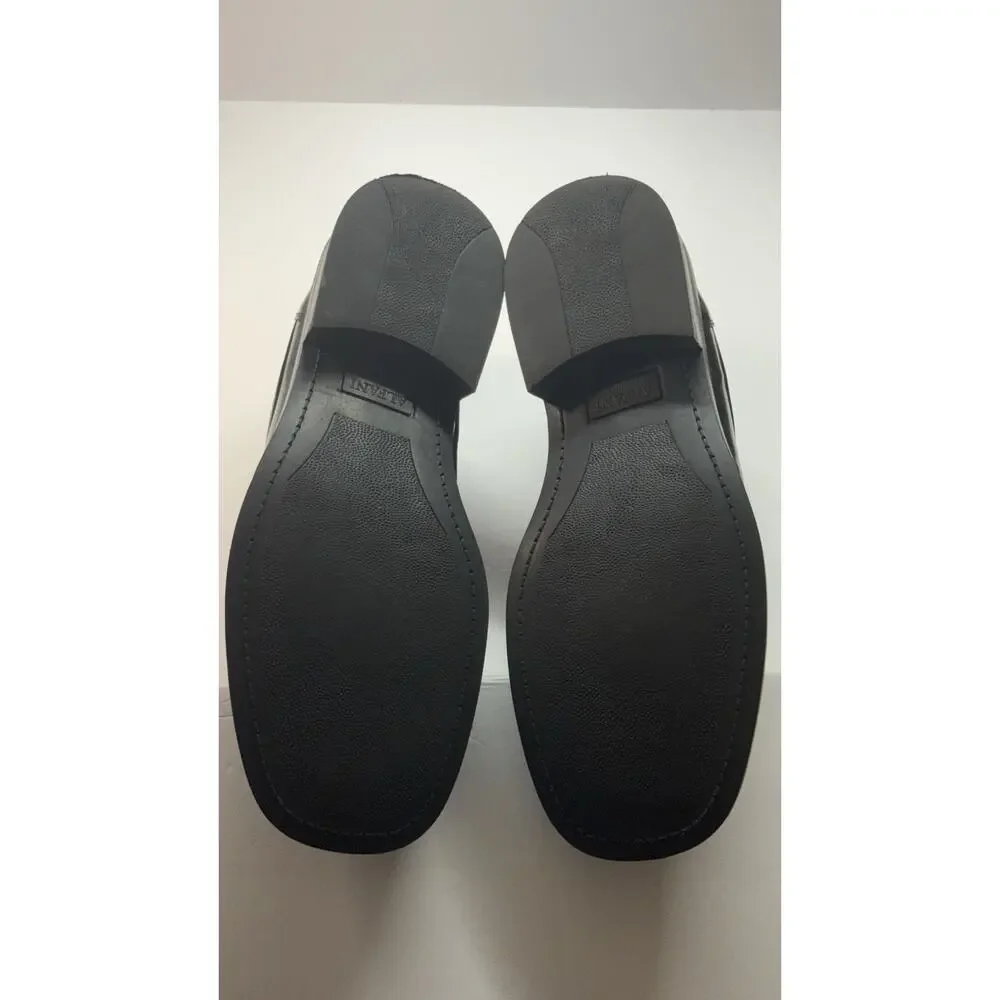 Men’s Alfani Black Leather Dress Shoes Made In Italy Square Toe Lace Up Size 13